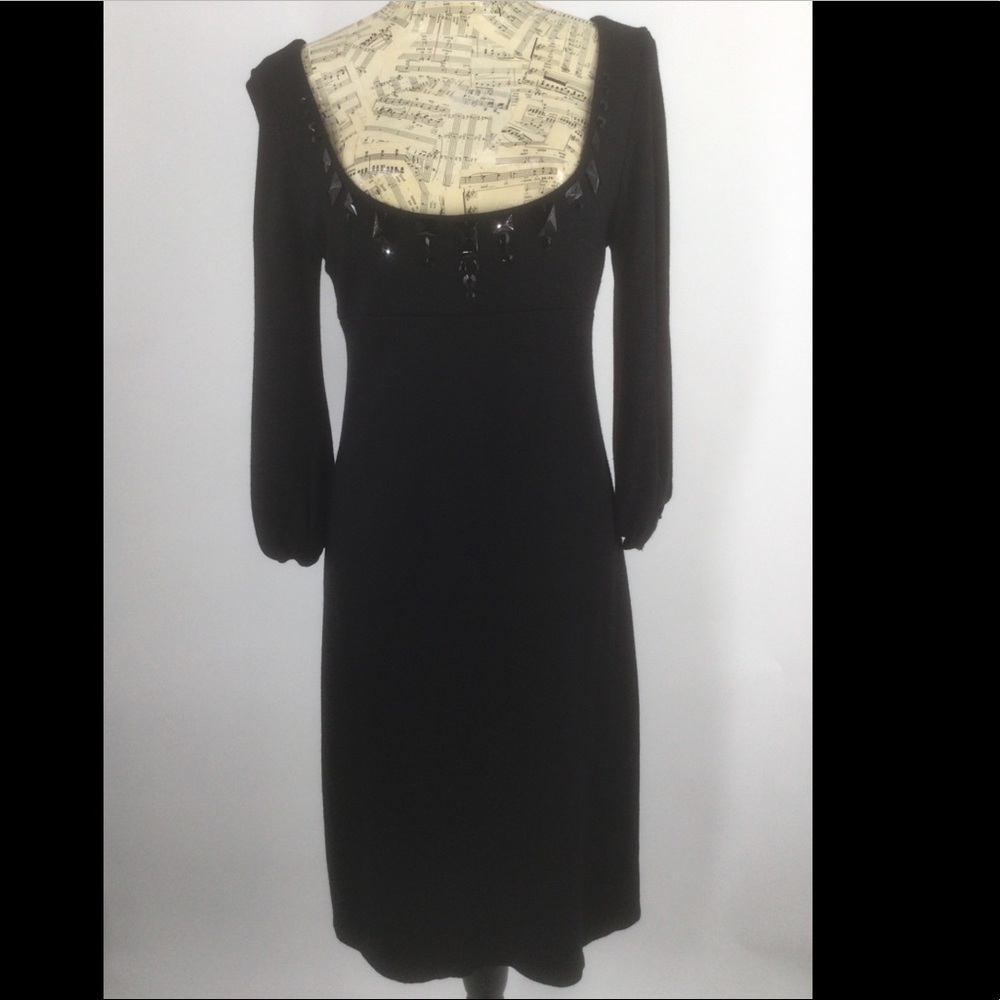 Karen Kane vintage style Med. Black Bejeweled Empire Waist Dress